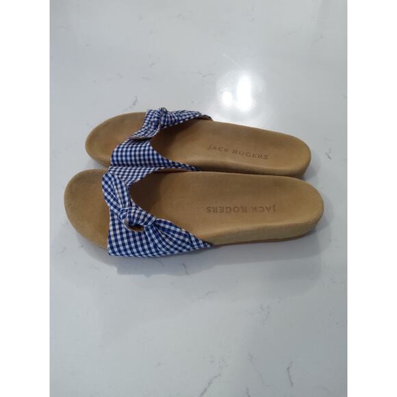 Jack Rogers Gingham knot bow slide sz 8.5 Boho Cottagecore beachy coastal chic - Picture 4 of 8